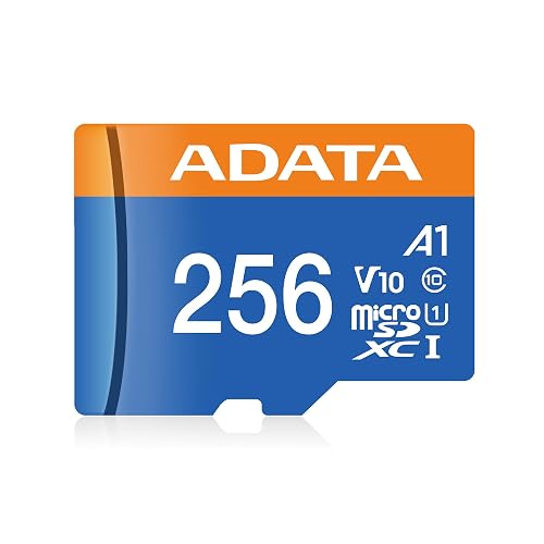 ADATA 256 GB Tarjeta de Memoria Micro SDXC con Adaptador Color Negro con Azul A1 (Clase 10)