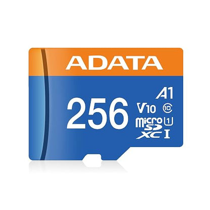ADATA 256 GB Tarjeta de Memoria Micro SDXC con Adaptador Color Negro con Azul A1 (Clase 10)