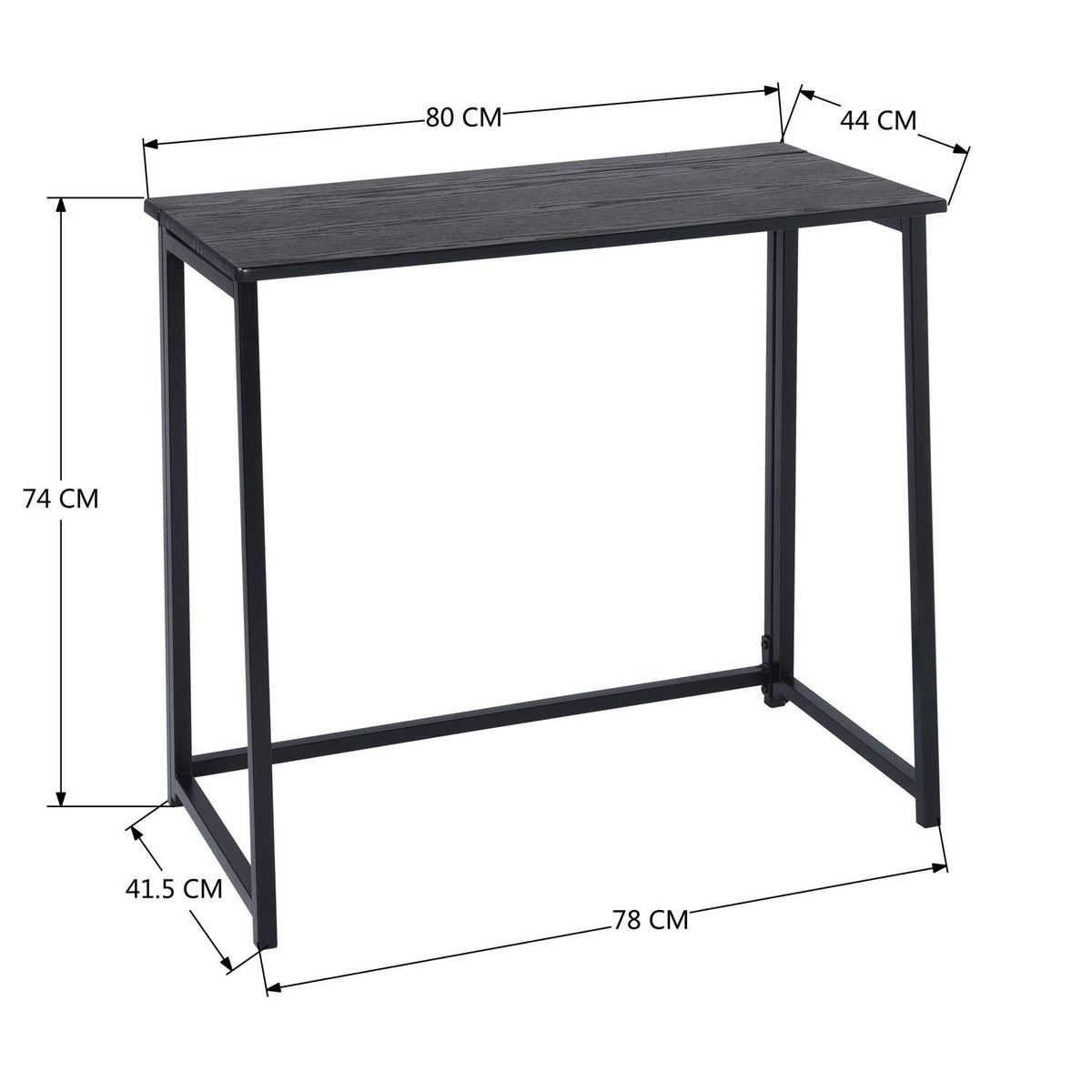 COKOS Escritorio Plegable para Computadora de Casa Marco de Metal Ahorro de Espacio Moderno y Simple Escritorio para Computadora Portátil para Sala de Estudio 80 x 44 x 74 cm Negro