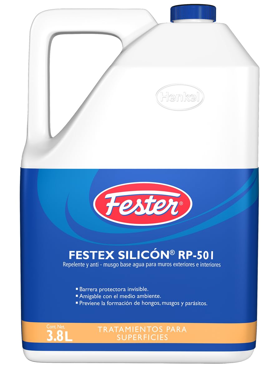 Fester Fextex Silicon RP-501 Tratamiento para Superficies 3.8 L. Solución Hidrofugante de Rápida Aplicación Elaborada con Resina de Silicona Rebajada en un Solvente Volátil de Alto Poder Penetrante