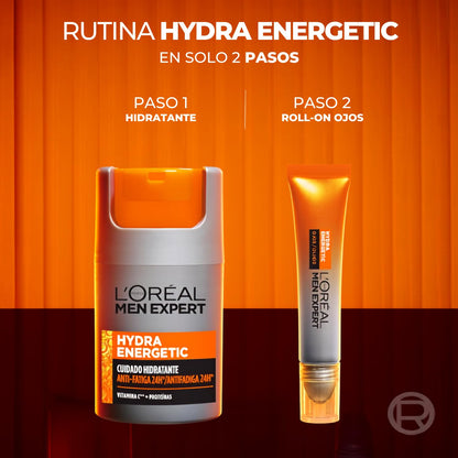 L'Oreal Paris Roll On Crema para Ojos, Men Expert, 10 ml | Fórmula para hombre con efecto hielo, vitamina C y cafeína que Hidrata 24 horas y reduce ojeras en rutinas de día o de noche