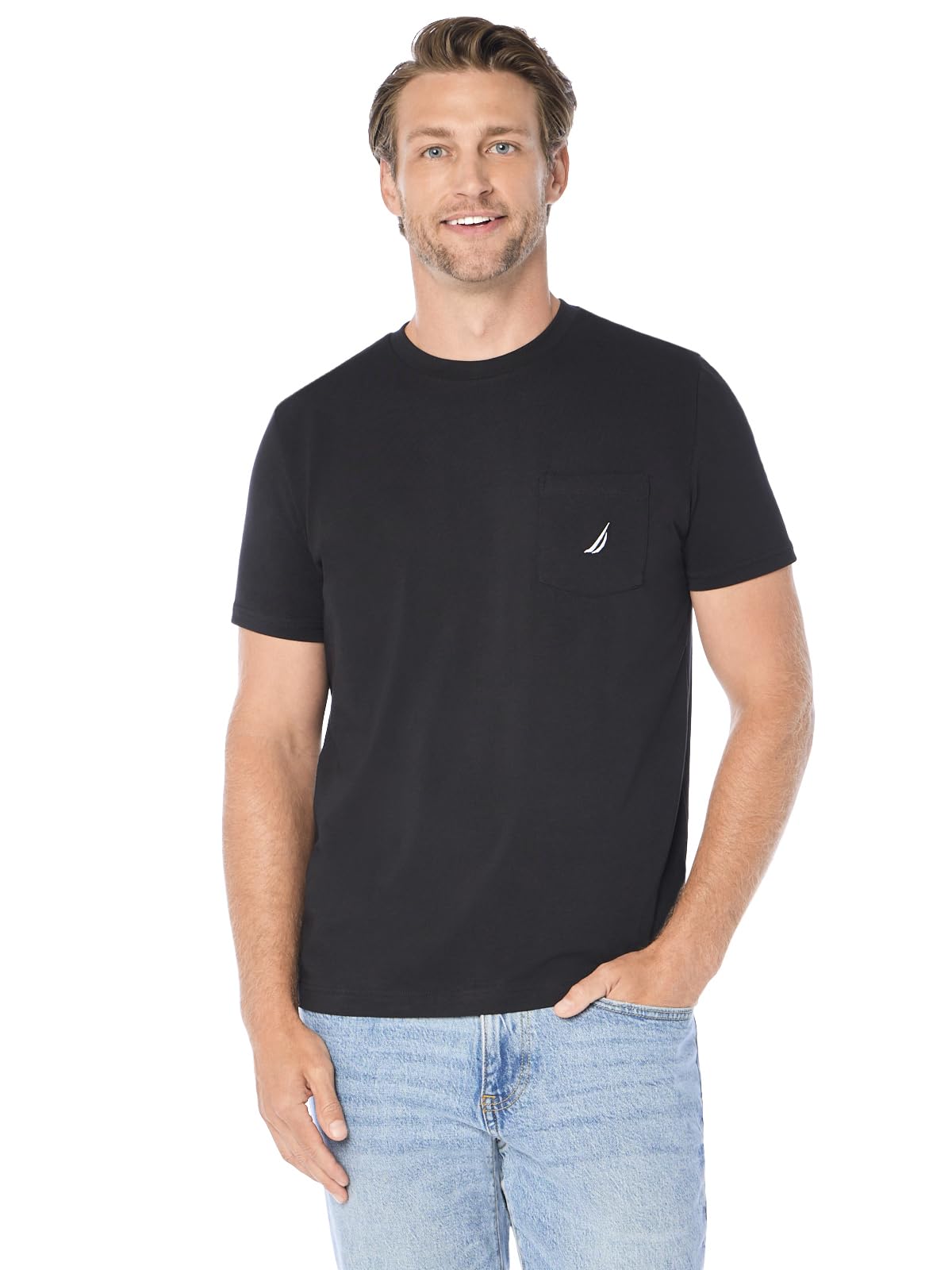 Nautica Playera con Bolsillo para Hombre - 5X - Negro (True Black)