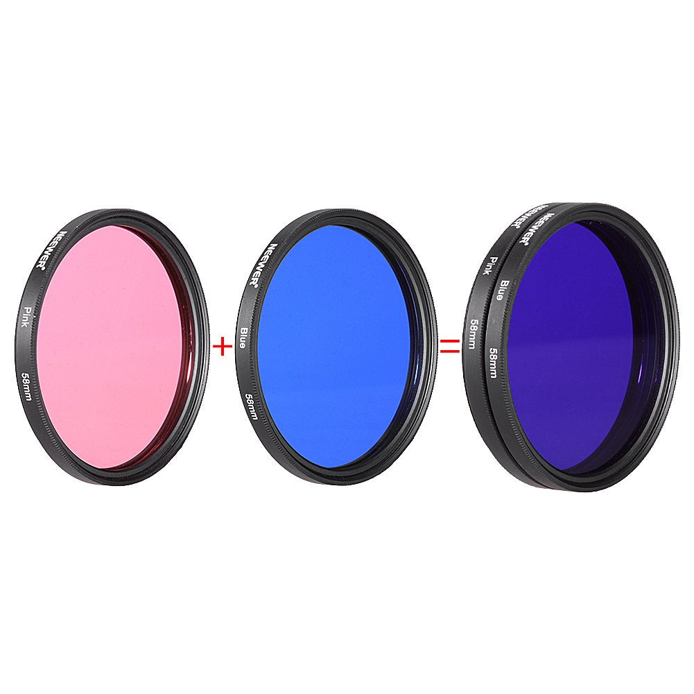 Neewer 58 mm Lente con Función de Juego de Filtros de Color (9 piezas) para Cámara con Objetivo de 58 mm Rosca para Filtro - Incluye: Rojo, Naranja, Azul, Amarillo, Verde, Marrón, Morado, Rosa y Gris