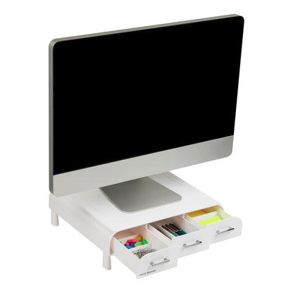 Mind Reader 'Perch' Organizador de escritorio y soporte para monitor, computadora, laptop, IMac, Blanco