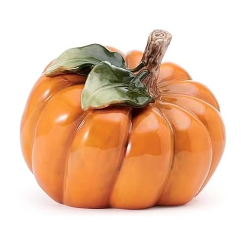 Fitz and Floyd Harvest - Figura de cerámica de Calabaza Lateral de Halloween, 5.5 Pulgadas