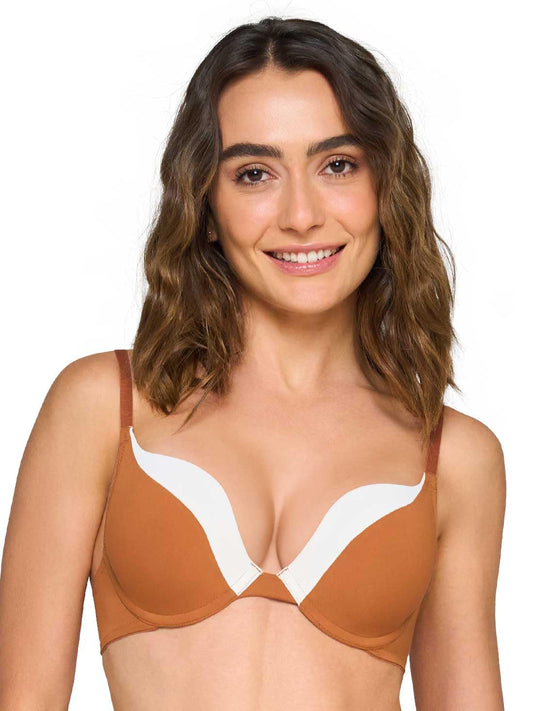 Ilusion Mujer Brasier Realza Busto Push Up Bra con Escote Profundo Copa Preformada y Varilla Bras para Escote en V 7926