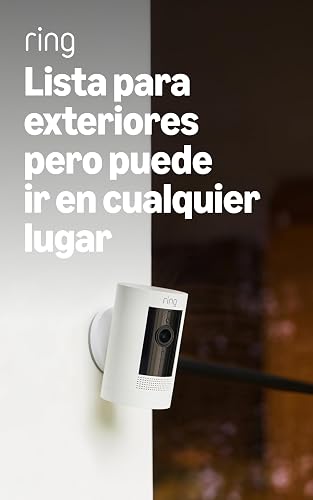 Cámara para exteriores Ring - Cámara para exteriores resistente a la intemperie, video vivo, visión nocturna a color, comunicación bidireccional, alertas de movimiento, compatible con Alexa (blanco)
