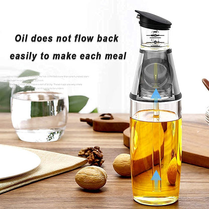 Dispensador de aceite y vinagre de vidrio superior, vertedor de aceite de medición para cocina,botella de aceite de vidrio transparente con escala, 8.5 onzas