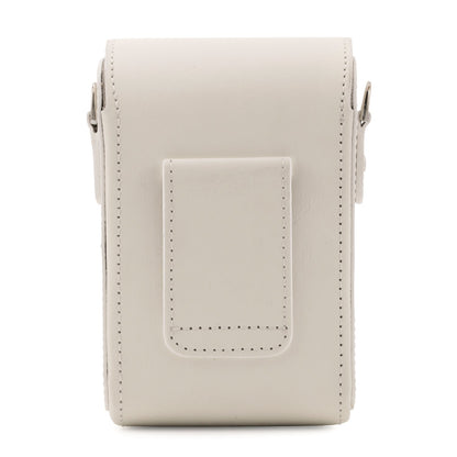 MegaGear MG1414 Estuche de Cuero, con Correa Compatible con Panasonic Lumix DC-ZS80, DC-ZS70, DMC-LX10, DMC-ZS60, DMC-ZS100 - Blanco