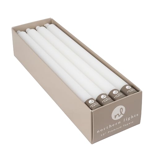 Northern Lights Candles Nlc Premium Tapers 12 Unidades, Blanco Puro, 12 Pulgadas