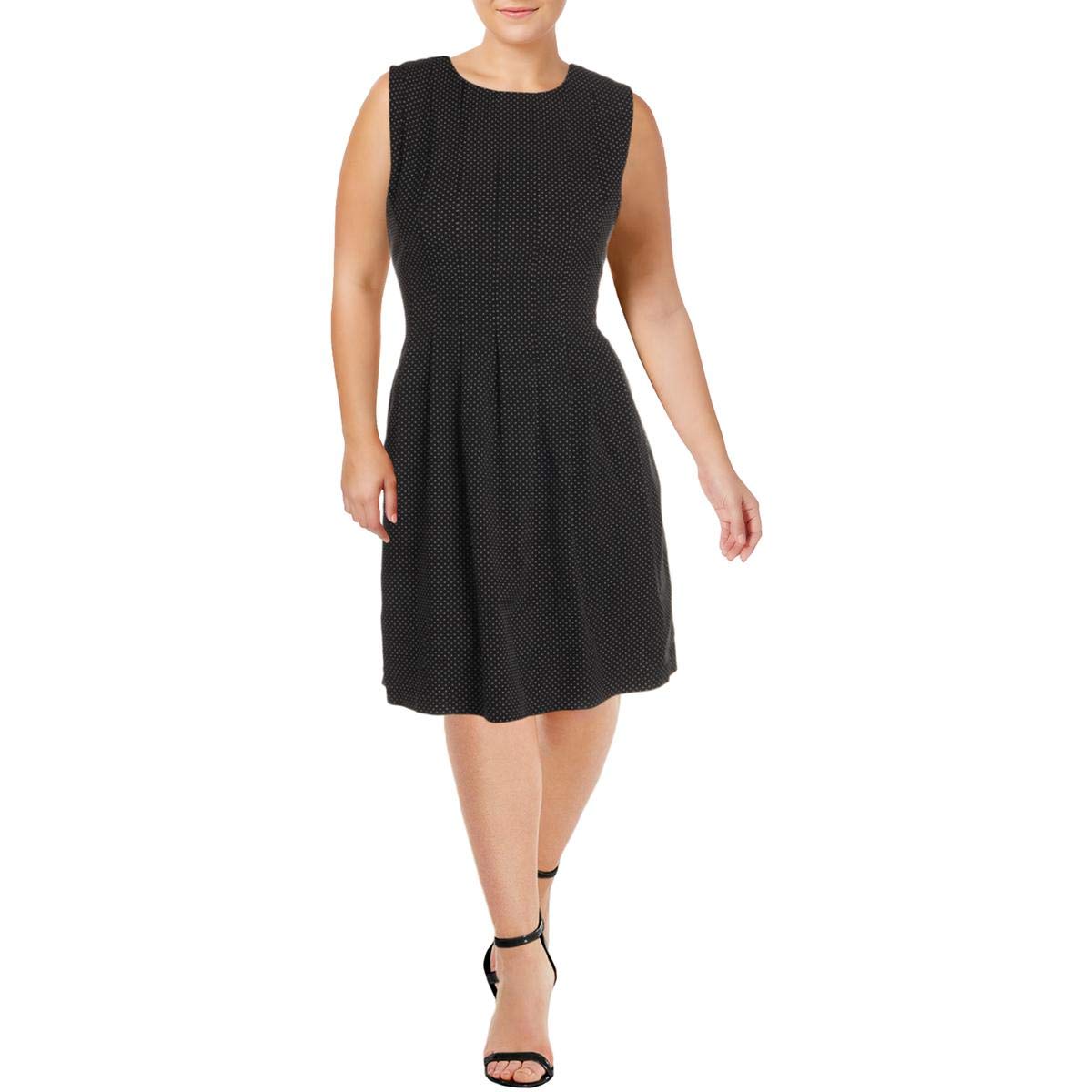 Anne Klein Crepe Vestido con Costura y Flare Vestido para Mujer