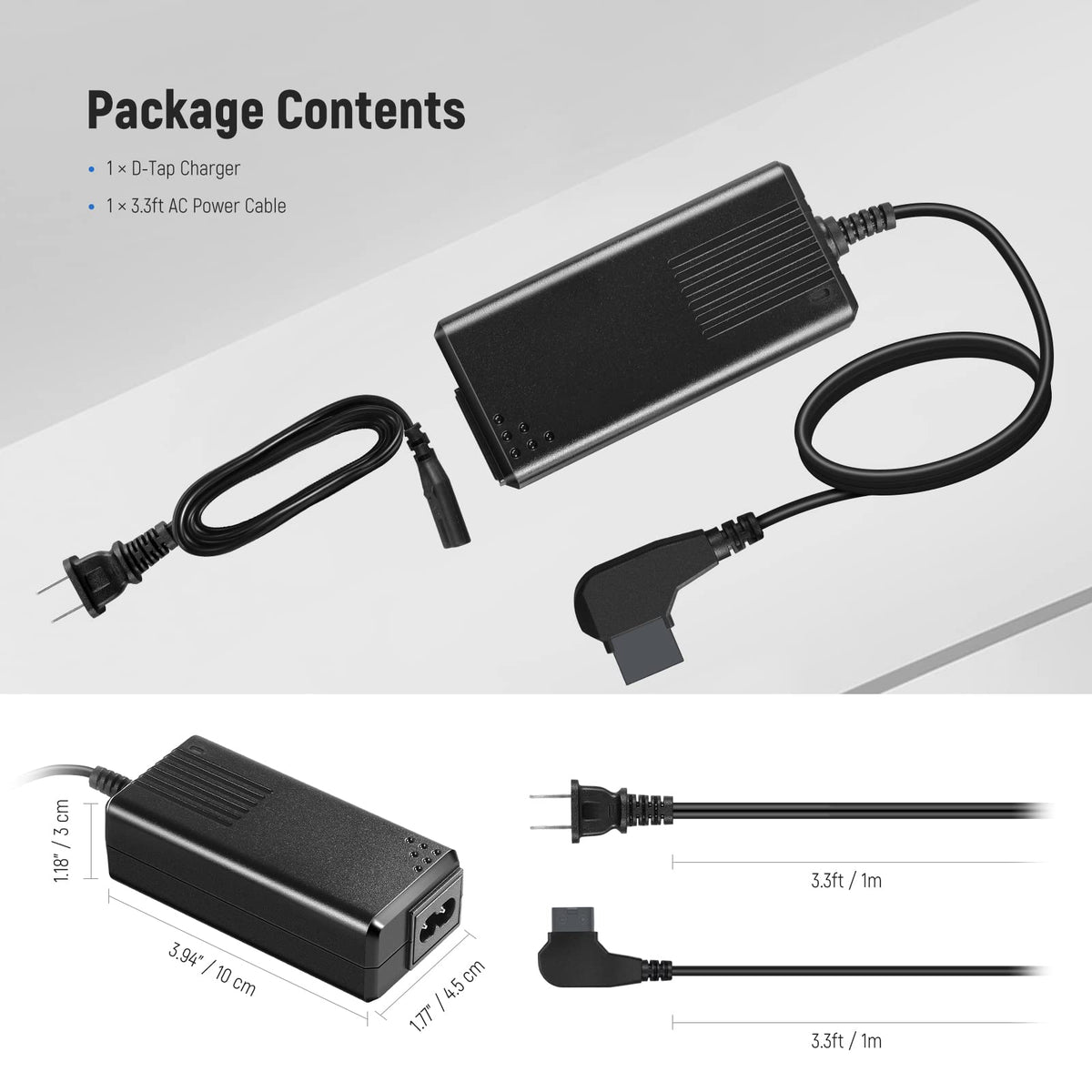 NEEWER D-Tap - Cargador de batería con Cable D-Tap de 3.3 pies/1 m para Montaje en V, Bloqueo en V, batería de Montaje Dorado, Compatible BP-95W BP-190WS BP-150WS BP-V47 BP-V95 Sony BP-U65