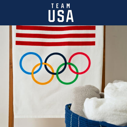 Franco Collectibles Team USA Paris Olympics - Toalla de baño de algodón súper Suave, 60 x 30 Pulgadas, (Producto con Licencia Oficial)
