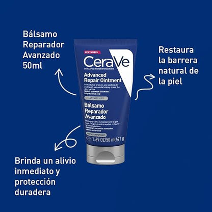 CeraVe Bálsamo Reparador Avanzado para Piel Seca a Muy Seca con Ceramidas Esenciales y Ácido Hialurónico, Restaura y Protege la Barrera de la Piel, 50 ml