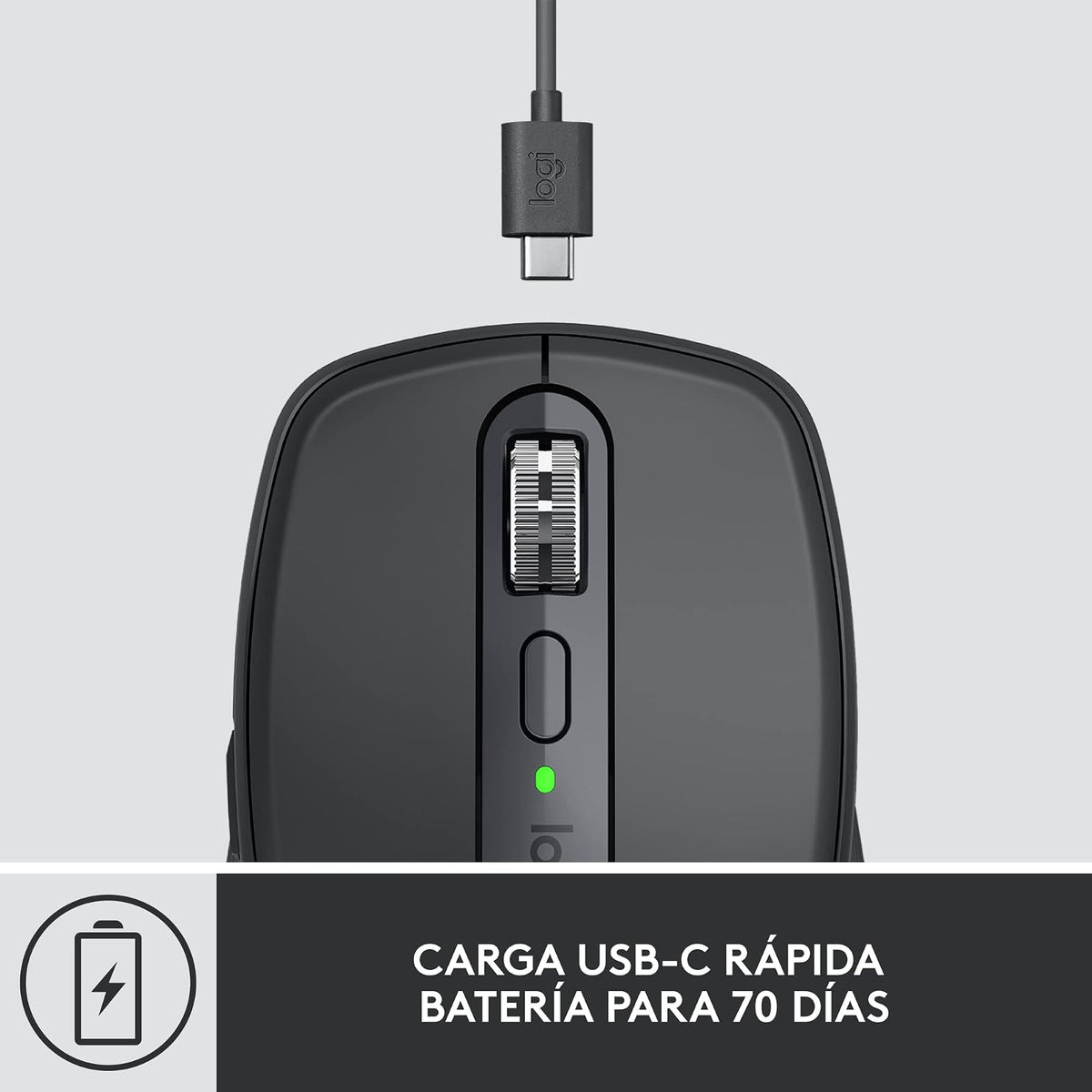 Logitech MX Anywhere 3 for Business – Mouse inalámbrico, Compacto, Ultrarrápido, Seguimiento en Cualquier Superficie, Recargable, Tecnología Logi Bolt, Bluetooth, Windows/Mac/iPadOS - Grafito