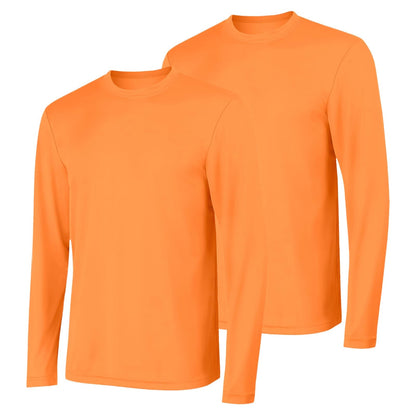 Hanes Camiseta de Manga Larga Cool Dri para Hombre UPF 50+ (Paquete de 2) - XL - Anaranjado Safety