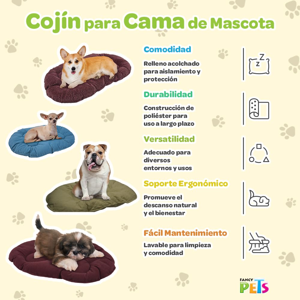 Fancy Pets Cojín Med para Cama de Plástico – 66x 44 cm, Tela Suave y Resistente, Descanso Cómodo para Perros, Colores Surtidos