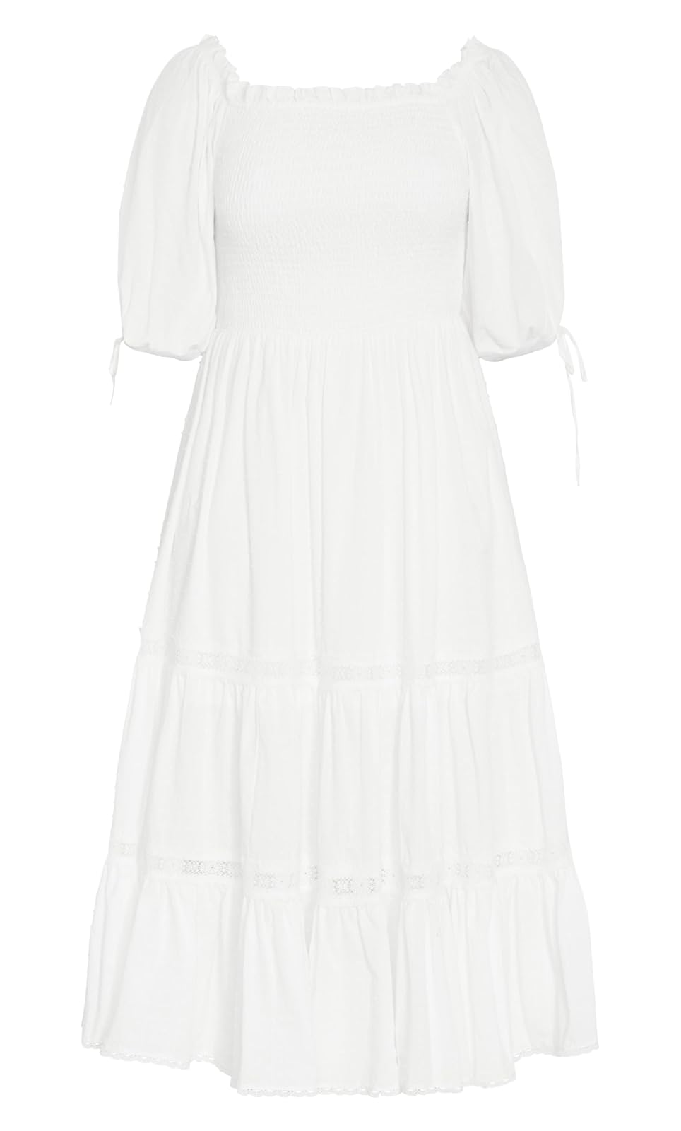 City Chic Vestido de Talla Grande con diseño de Amor Fruncido en Marfil