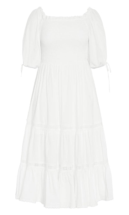 City Chic Vestido de Talla Grande con diseño de Amor Fruncido en Marfil