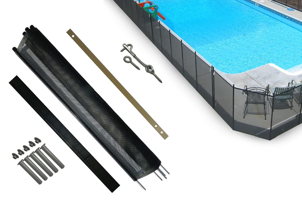 Life Saver - Kit de sección de esgrima para Valla de Piscina, 4 x 12 pies, Color Negro