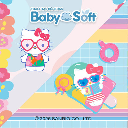 Toallitas Húmedas Baby Soft, Aroma Moras/Explosión Frutal, Hello Kitty and Friends, Caja con 1,440 piezas (18 Paquetes con 80 Toallitas c/u)