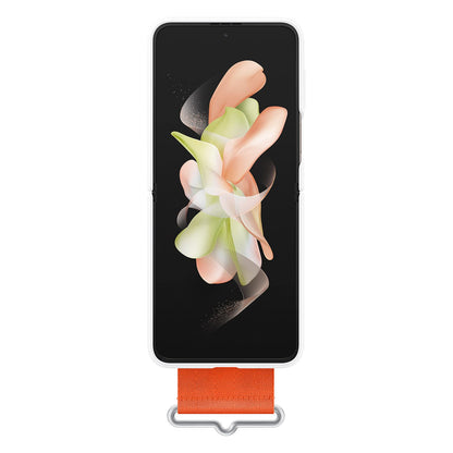 Samsung Galaxy Flip 4 Silicone Cover with Strap White