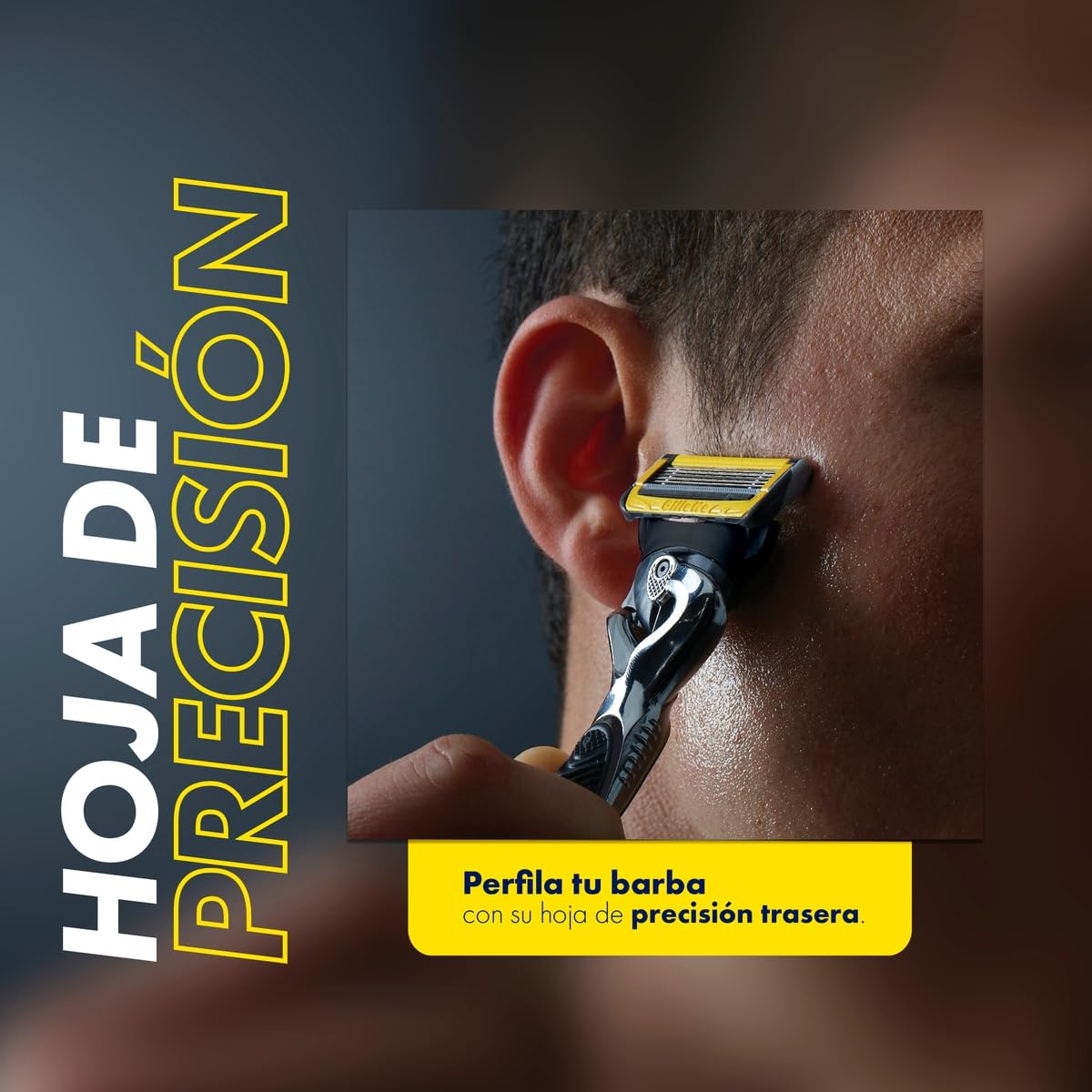 GILLETTE Proshield, Cartucho de Rastrillo para Afeitar, 4 Repuestos con 5 Hojas para Rasurar la Barba, Afeitado Más al Ras, Rastrillo para Hombre