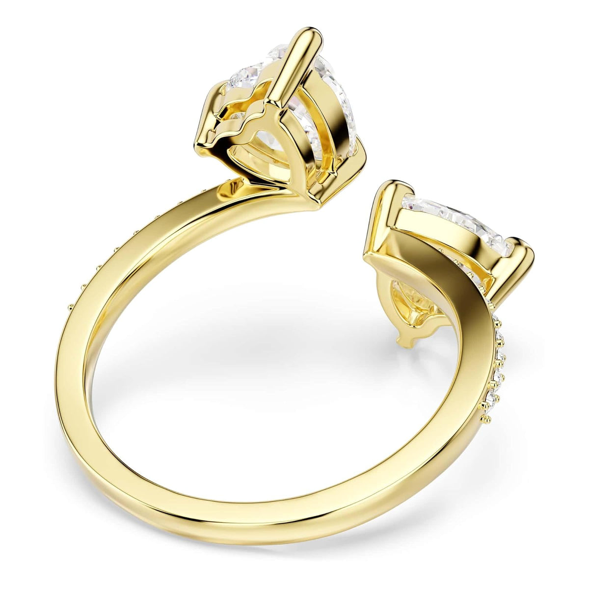 Swarovski Anillo abierto Mesmera Attract, Talla de corazón, Pavé, Corazón, Blanco, Baño tono oro