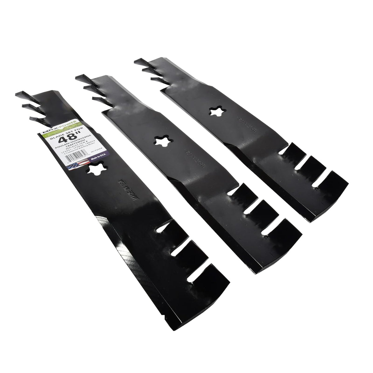 Maxpower 561735XB - Juego de acolchado comercial de 3 hojas para artesanos de corte de 48 pulgadas, Husqvarna, Poulan, reemplaza el fabricante original 173921, 532173921, Negro