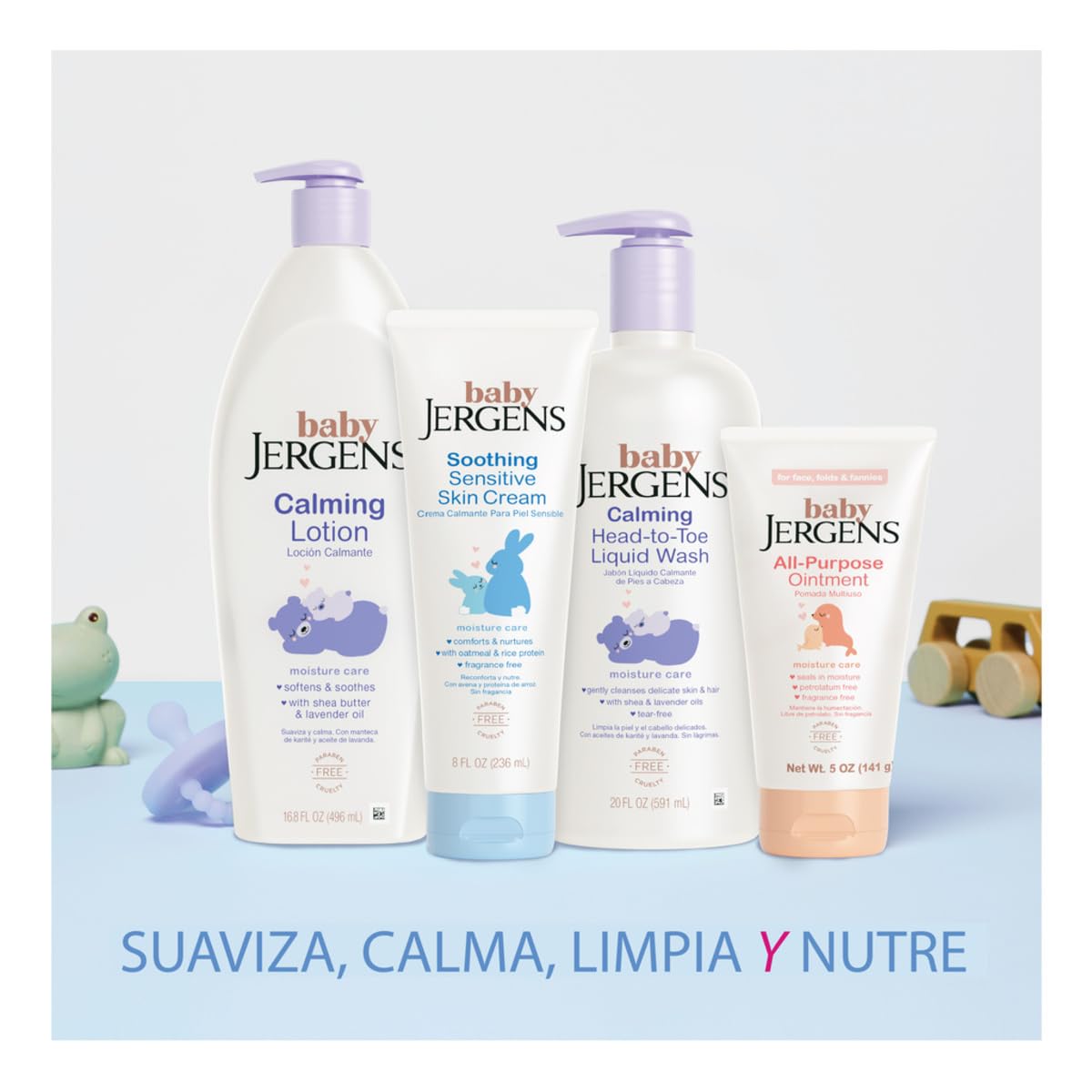 Jergens Baby, Loción Calmante Para Bebés, crema Hidratante para Bebés con Manteca de Karité y Aceite de Lavanda, 496 ml