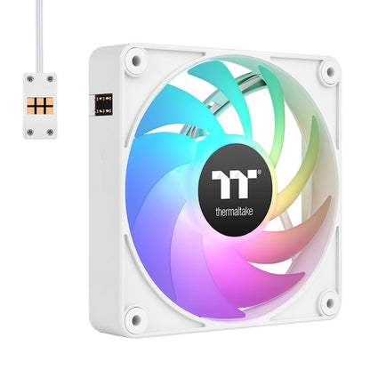 Thermaltake CT120 EX ARGB Sync PC Ventilador de refrigeración blanco (paquete de 3 ventiladores), conexión magnética, sincronización de placa base de 5 V, 16,8 millones de colores, 9 LED