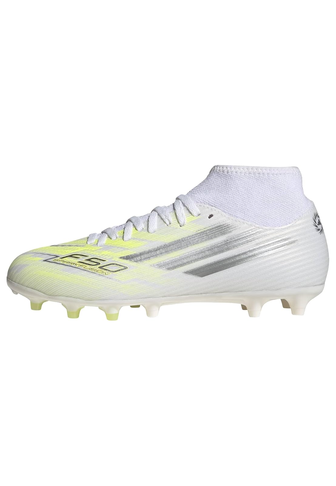 adidas F50 Spackfusion Club Tacos de Fútbol para Mujer Tracción Sprintplate Fusion Terreno Firme/Pasto Artificial Tipo Corte Medio Color Blanco, 28.5 cm