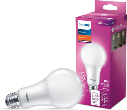 Philips foco LED Basic esmerilada A21 no regulable, tecnología EyeComfort, 2150 lúmenes, blanco suave (2700 K), 18,5 W = 150 W, base E26, interior, 1 paquete