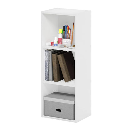 Furinno Pasir Estantería Abierta de 3 Niveles sin Herramientas, Blanco | 22,86 x 30,48 x 81,28 cm, para sala de estar, dormitorio, oficina en casa