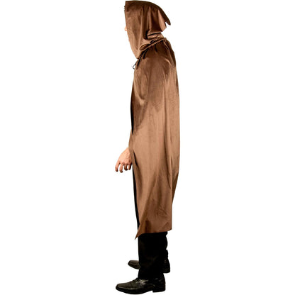 REV Capa Café de Poliéster – Capa Larga para Disfraz de Monje, Mago o Personaje Medieval – Accesorio para Cosplay, Halloween, Carnaval o Fiesta Temática