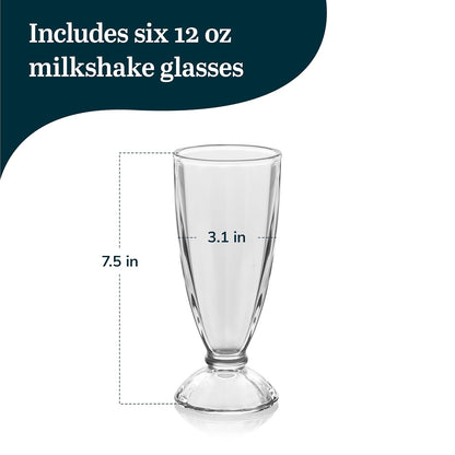Libbey Juego de 6 Copas de vidrio para Malteada 350 ml