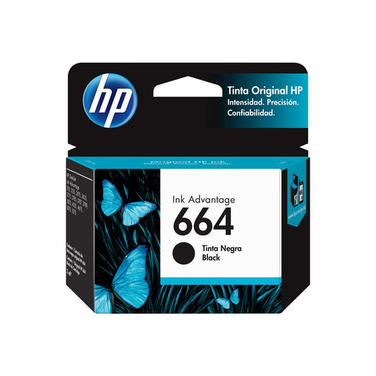 HP Cartucho de Tinta 664 Negra Original, Compatibilidad con Impresora Deskjet 4535, 4675, 3835, 1115, 2135, 3635, 2675, 3775, 3785, 3787, 3789, Rendimiento hasta 120 páginas (F6V29AL)