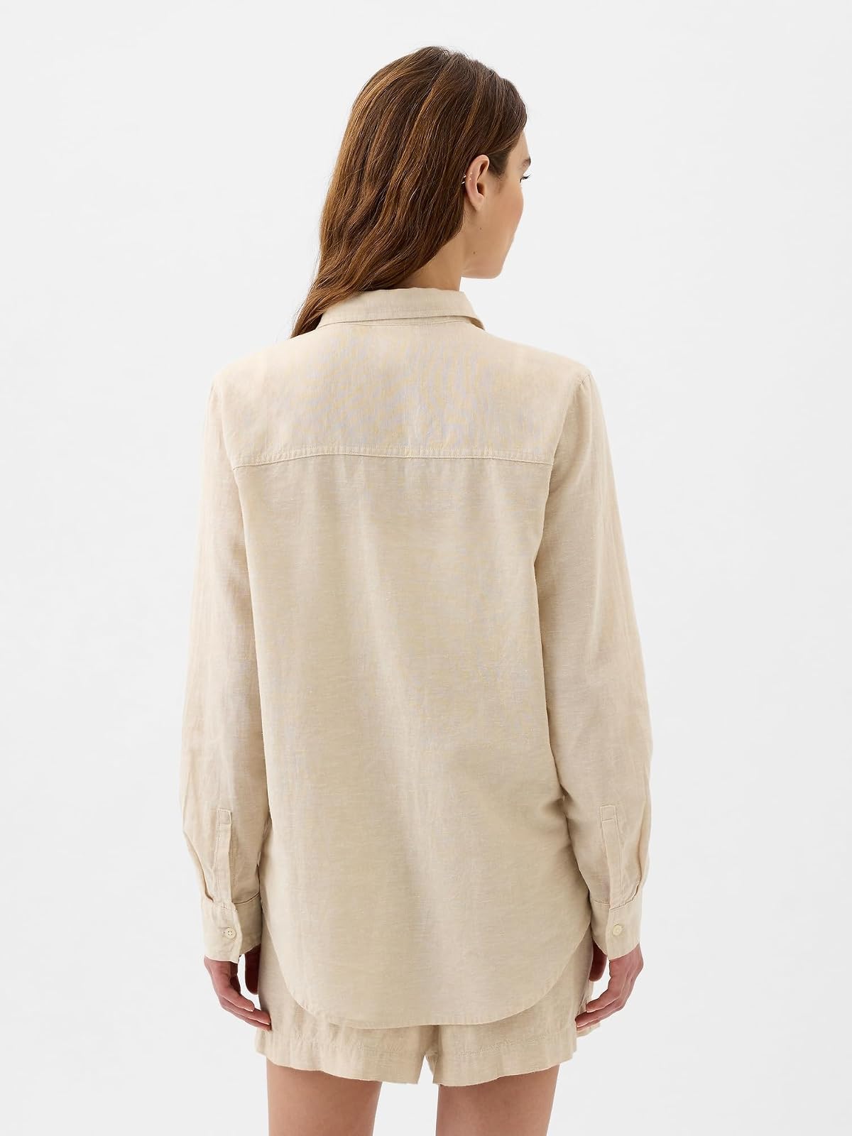 Gap Camisa de Lino fácil Camisa Abotonada para Mujer
