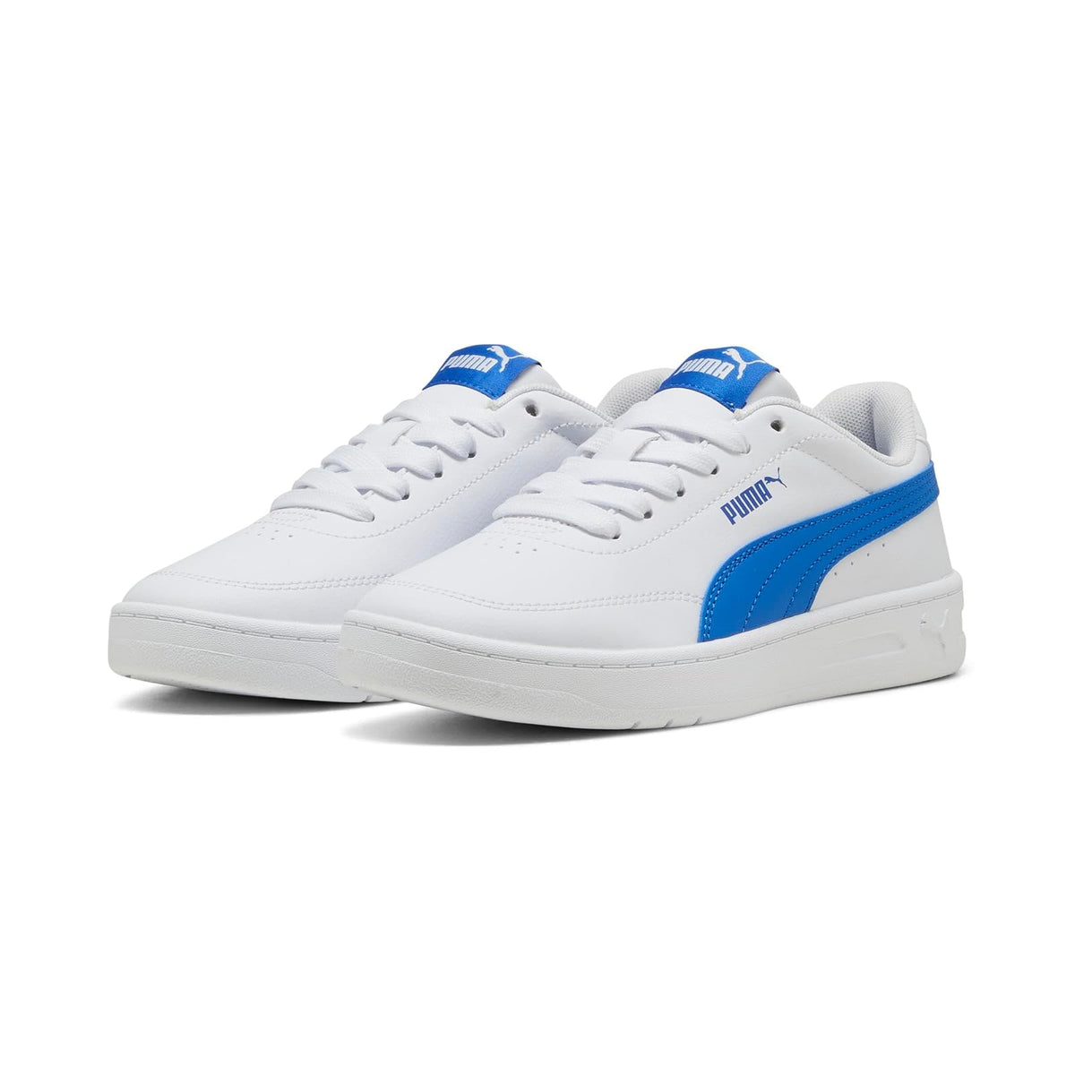 PUMA, Tenis Casuales Court Classic Clean Jr, Unisex, Blanco con Verde, Talla 22