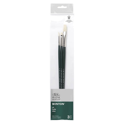 Winsor & Newton Set de 3 Pinceles Winton para Óleo - #2 - Mango corto