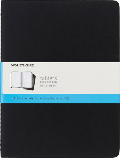 Moleskine Cahier Diario Cubierta Suave XL, Set de 3 - Punteados - Negro
