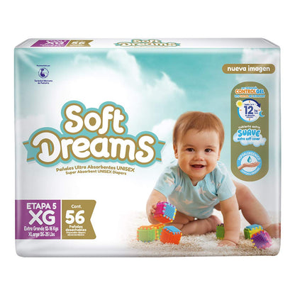 Soft Dreams Pañales Para Bebé Etapa 5 Talla Xg 56 Piezas
