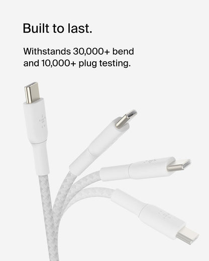 Belkin CAB004bt1MWH Cable Braided USB-C to USB-C 1M Blanco