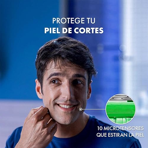 GILLETTE Mach3 Sensitive, Rastrillo para Afeitar Reutilizable, 1 Mango + 2 Cartuchos con 3 Hojas para Rasurar, Rastrillo para Hombre con Piel Sensible