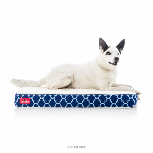 Cama para mascotas de Memory Foam con diseño impermeable Brindle: celosías color azul marino
