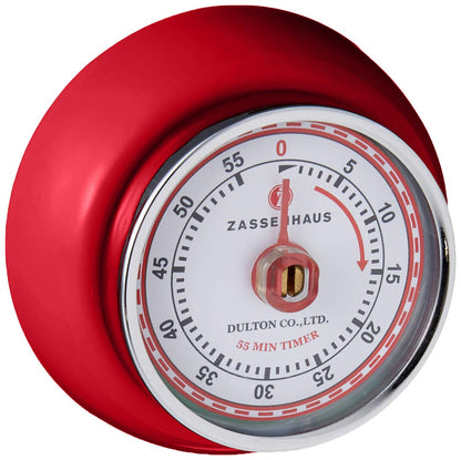 Zassenhaus M072327 Retro Magnetic Kitchen Timer, Red