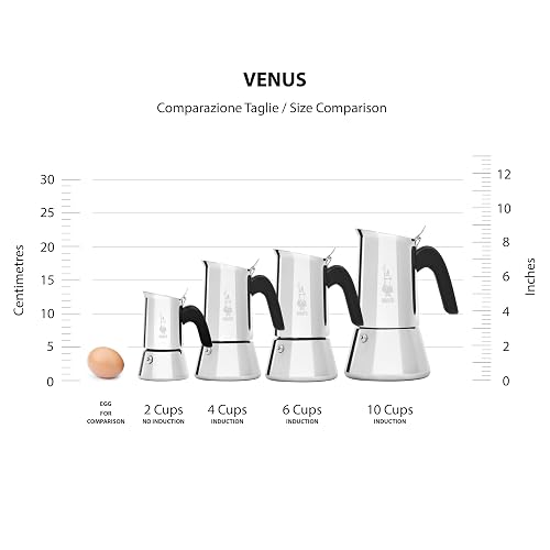 Bialetti - New Venus, Cafetera espresso de acero inoxidable, apta para todo tipo de fuegos, 4 tazas (5,7 oz), aluminio, plata
