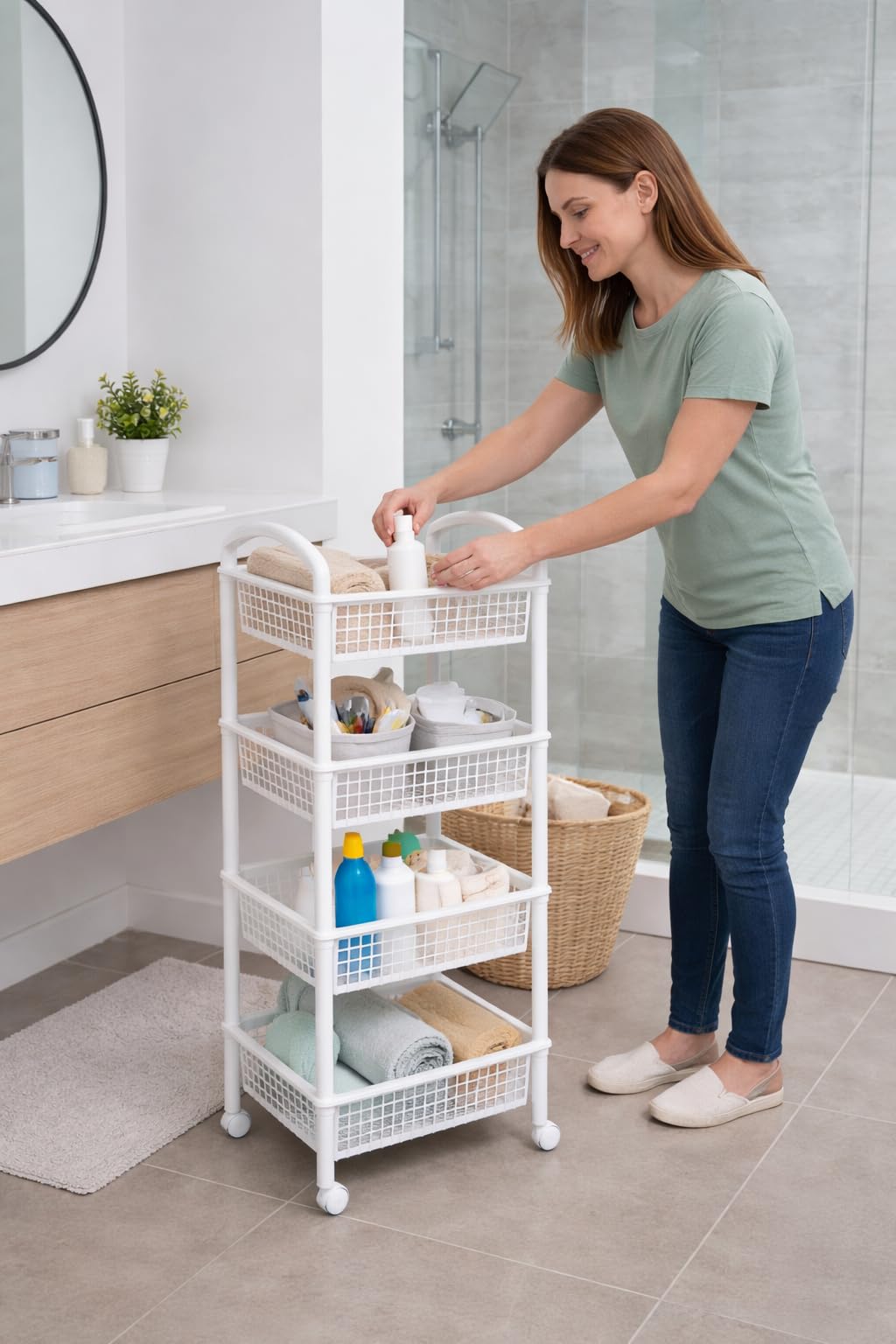 Italhome Estante De 4 Niveles con Ruedas, Organizador De Almacenaje Multiusos Carrito De Cocina Blob