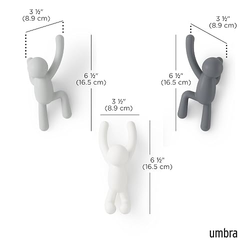 Umbra - 318165-023 Juego de 3 percheros decorativos Buddy para colgar en la pared