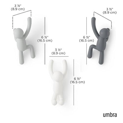 Umbra - 318165-023 Juego de 3 percheros decorativos Buddy para colgar en la pared